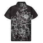 Monochrome Lotus Print Men's Short Sleeve Shirt