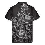 Monochrome Lotus Print Men's Short Sleeve Shirt