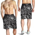 Monochrome Lotus Print Men's Shorts