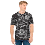 Monochrome Lotus Print Men's T-Shirt
