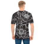 Monochrome Lotus Print Men's T-Shirt
