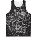 Monochrome Lotus Print Men's Tank Top