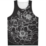 Monochrome Lotus Print Men's Tank Top