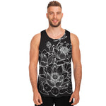 Monochrome Lotus Print Men's Tank Top