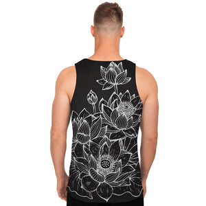 Monochrome Lotus Print Men's Tank Top