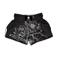 Monochrome Lotus Print Muay Thai Boxing Shorts