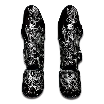 Monochrome Lotus Print Muay Thai Shin Guard