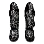 Monochrome Lotus Print Muay Thai Shin Guard