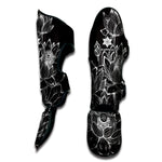 Monochrome Lotus Print Muay Thai Shin Guard