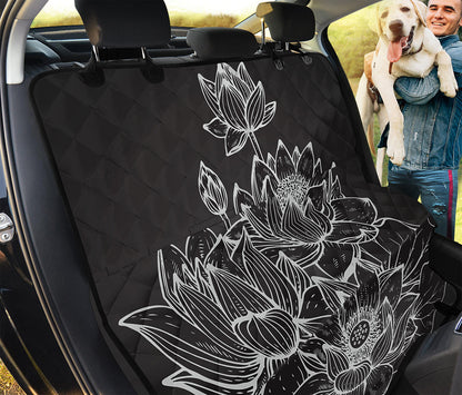 Monochrome Lotus Print Pet Car Back Seat Cover