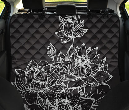 Monochrome Lotus Print Pet Car Back Seat Cover