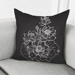 Monochrome Lotus Print Pillow Cover