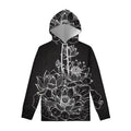 Monochrome Lotus Print Pullover Hoodie