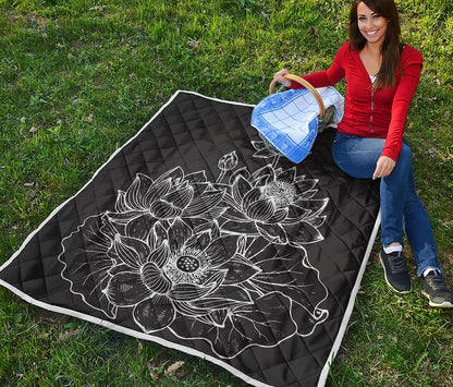 Monochrome Lotus Print Quilt