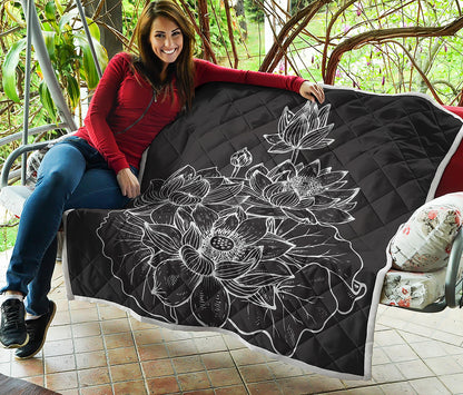 Monochrome Lotus Print Quilt