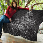 Monochrome Lotus Print Quilt