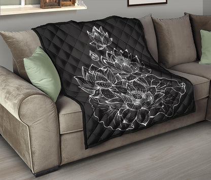 Monochrome Lotus Print Quilt