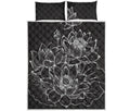 Monochrome Lotus Print Quilt Bed Set