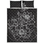 Monochrome Lotus Print Quilt Bed Set