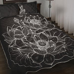 Monochrome Lotus Print Quilt Bed Set