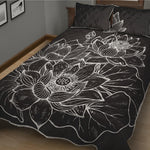 Monochrome Lotus Print Quilt Bed Set