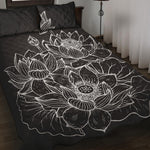 Monochrome Lotus Print Quilt Bed Set