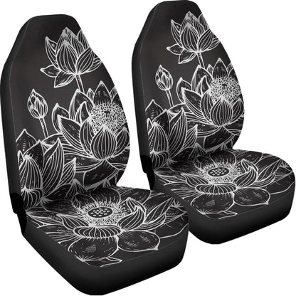 Monochrome Lotus Print Universal Fit Car Seat Covers