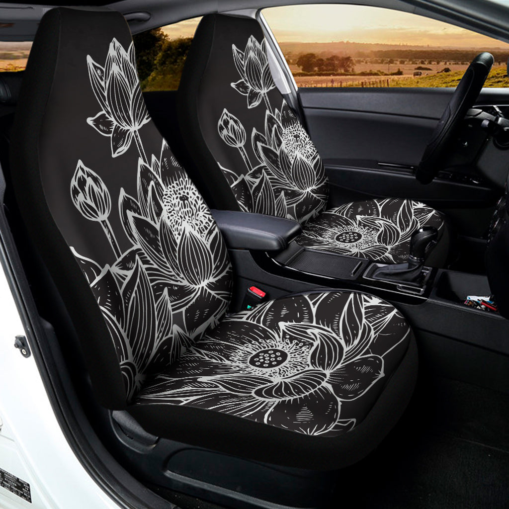Monochrome Lotus Print Universal Fit Car Seat Covers