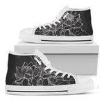 Monochrome Lotus Print White High Top Shoes