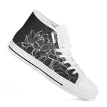 Monochrome Lotus Print White High Top Shoes