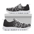 Monochrome Lotus Print White Running Shoes