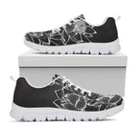 Monochrome Lotus Print White Sneakers