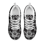 Monochrome Lotus Print White Sneakers