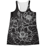 Monochrome Lotus Print Women's Racerback Tank Top