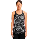 Monochrome Lotus Print Women's Racerback Tank Top