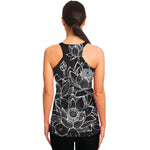 Monochrome Lotus Print Women's Racerback Tank Top