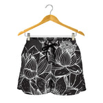 Monochrome Lotus Print Women's Shorts