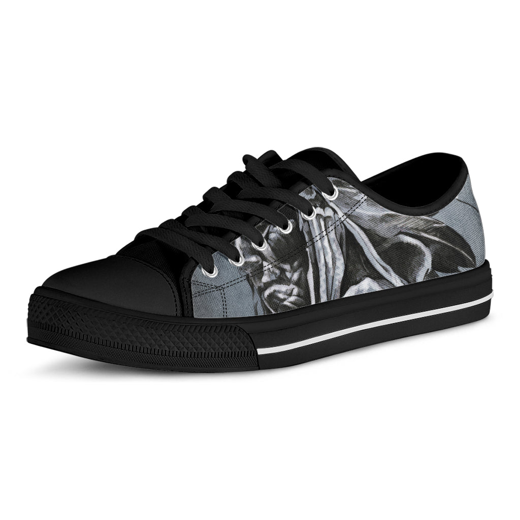 Monochrome Native Indian Portrait Print Black Low Top Shoes 