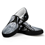 Monochrome Native Indian Portrait Print Black Slip On Shoes
