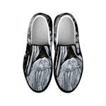 Monochrome Native Indian Portrait Print Black Slip On Shoes