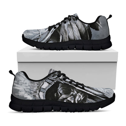 Monochrome Native Indian Portrait Print Black Sneakers