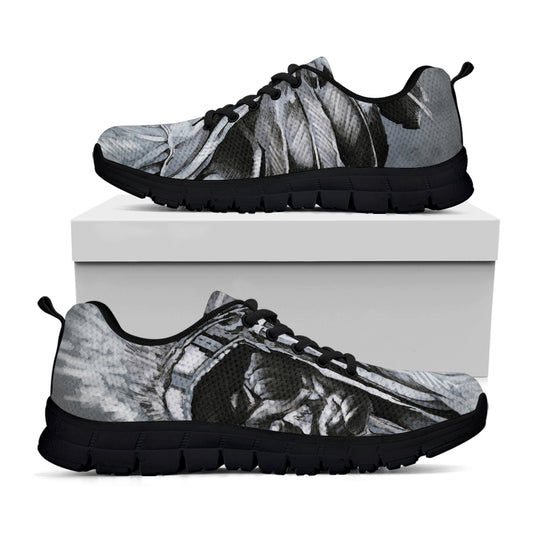 Monochrome Native Indian Portrait Print Black Sneakers
