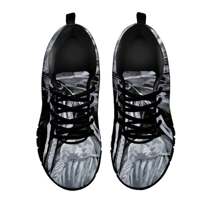 Monochrome Native Indian Portrait Print Black Sneakers
