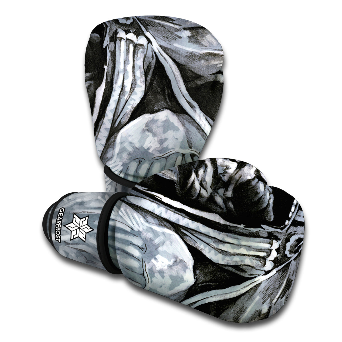 Monochrome Native Indian Portrait Print Boxing Gloves