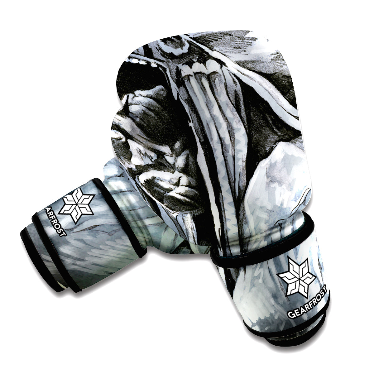 Monochrome Native Indian Portrait Print Boxing Gloves