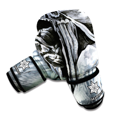 Monochrome Native Indian Portrait Print Boxing Gloves