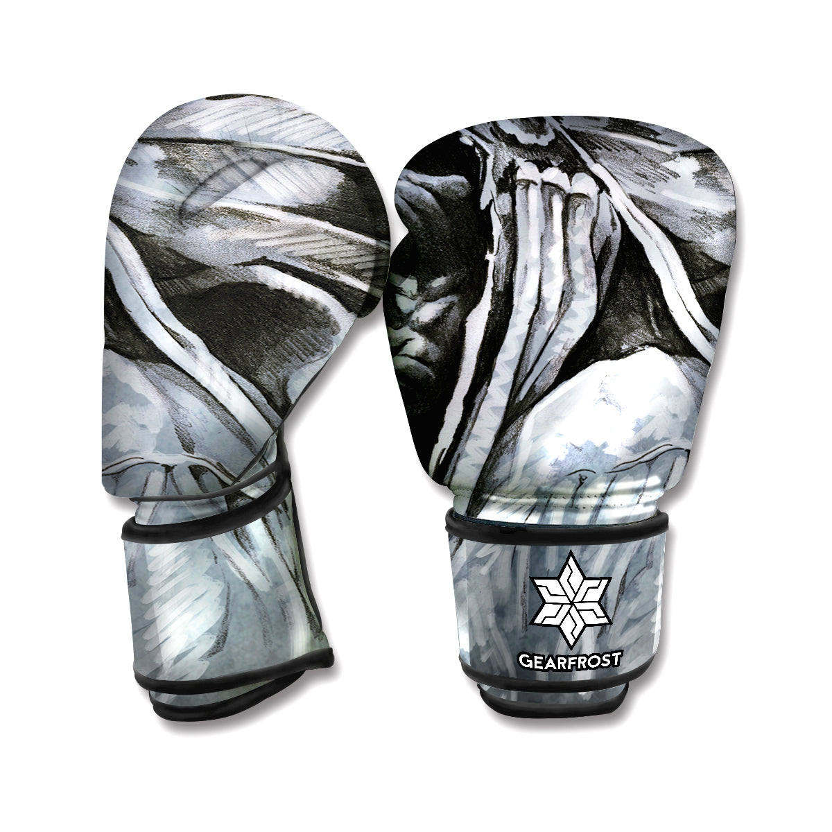 Monochrome Native Indian Portrait Print Boxing Gloves