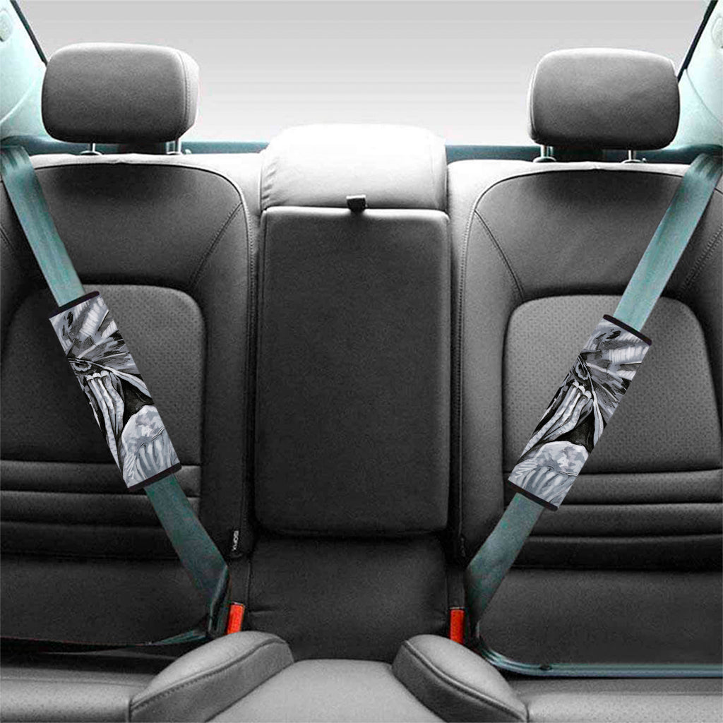 Monochrome Native Indian Portrait Print Car Seat Belt Covers