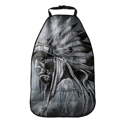 Monochrome Native Indian Portrait Print Car Seat Organizers