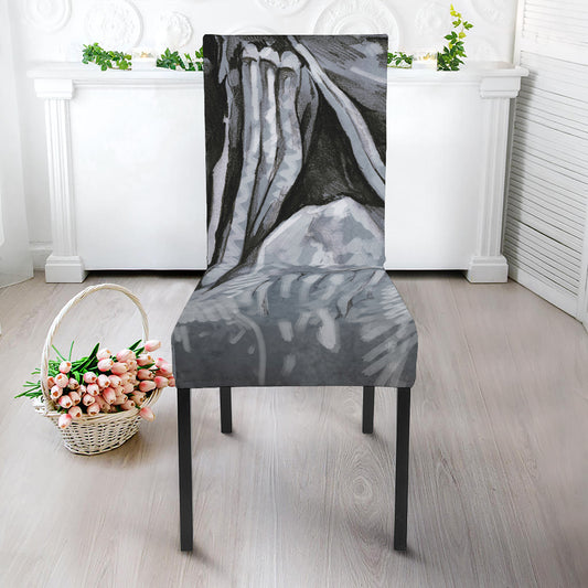 Monochrome Native Indian Portrait Print Dining Chair Slipcover